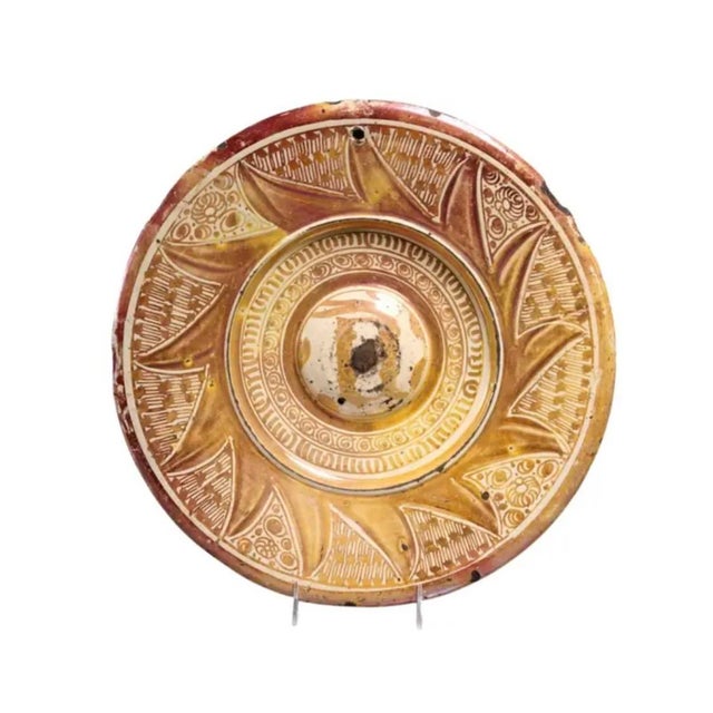 Copper Hispano-Moresque Ceramic Charger, 16th Century Glazed Pottery For Sale - Image 8 of 8