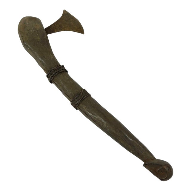 Early 20th Century Luba Ceremonial Figural Axe For Sale