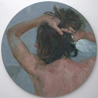 Transition #9 by Elena Burykina | Oil Painting of a woman with long hair seen from behind For Sale