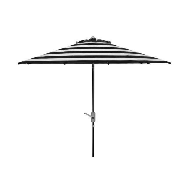 Metal Iris Fashion Line 9Ft Round Umbrella, Black & White/Chrome Pole For Sale - Image 7 of 7