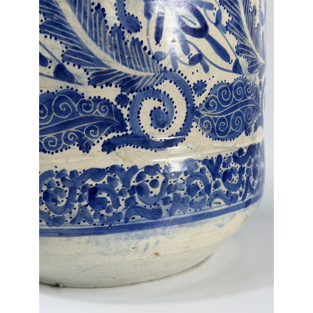 19th Century Moroccan Hand Painted Blue and White Ceramic Vase, 1890s For Sale - Image 5 of 12