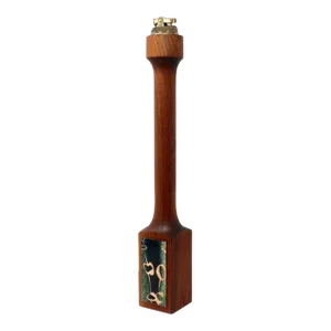 Mid-Century Modern Teak & Green Enameled Metal Table Lighter