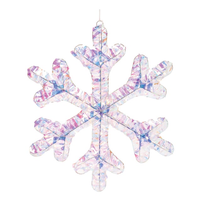 Iridescent LED Hanging Snowflake (Set of 2) For Sale