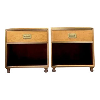 Late 20th Century Vintage Boho Baker Campaign Nightstands - a Pair For Sale