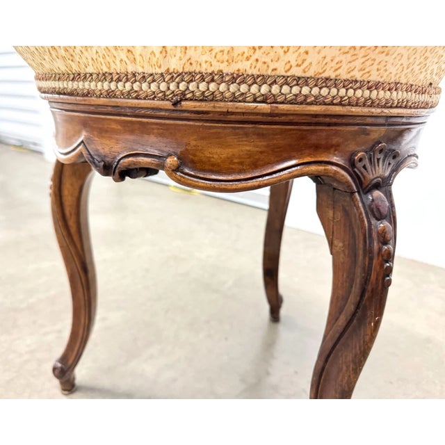 Wood Antique French Carved Walnut Wood Tripod Foot Stool For Sale - Image 7 of 9