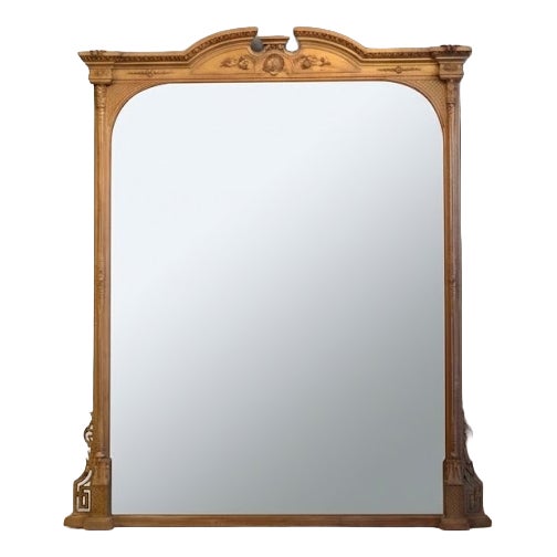Large Antique Giltwood Overmantel Wall Mirror, 1899 For Sale