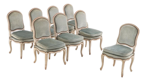 Set of 8 French Louis XV Style Painted Side Chairs, C. 1910