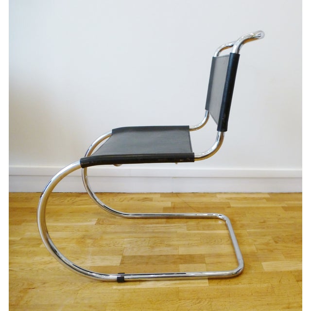 Set of four armchairs, model "mr10" 1980s reissue, equipped with leather instead of the textile used in the original 1930s...