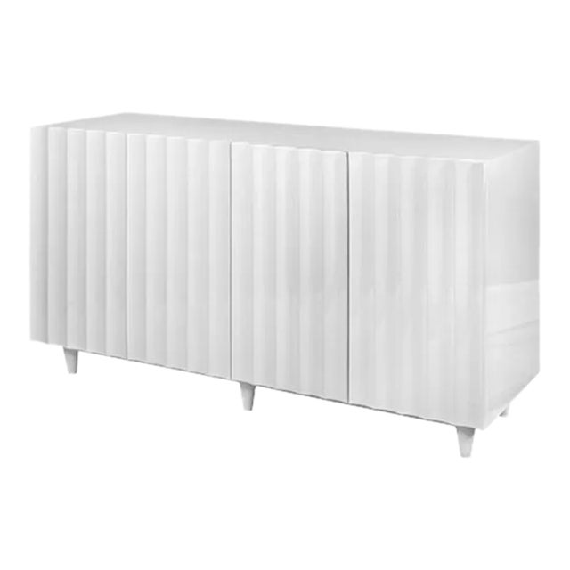 White Rippled Lacquer Cabinet For Sale