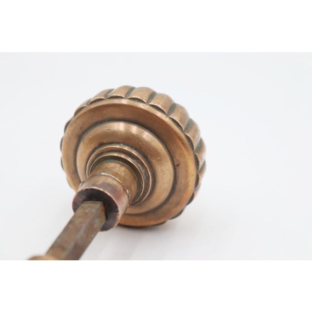 Vintage Fluted Bronze Passage Door Knob Set For Sale - Image 6 of 7