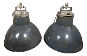 20th Century Industrial Pendant Lights in Enameled Sheet Metal, Set of 2