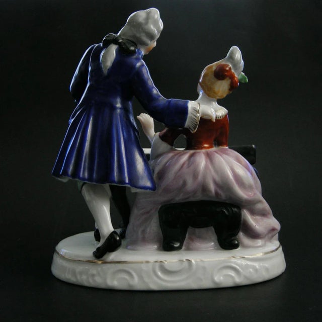 Mid-Century Renaissance Porcelain Piano Woman & Gentleman Courtship Made in Occupied Japan For Sale In Dallas - Image 6 of 10
