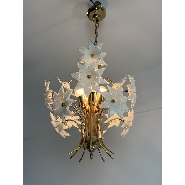 1970s Mid-Century Italian Murano Glass Floral Chandelier, 1970s For Sale - Image 5 of 9