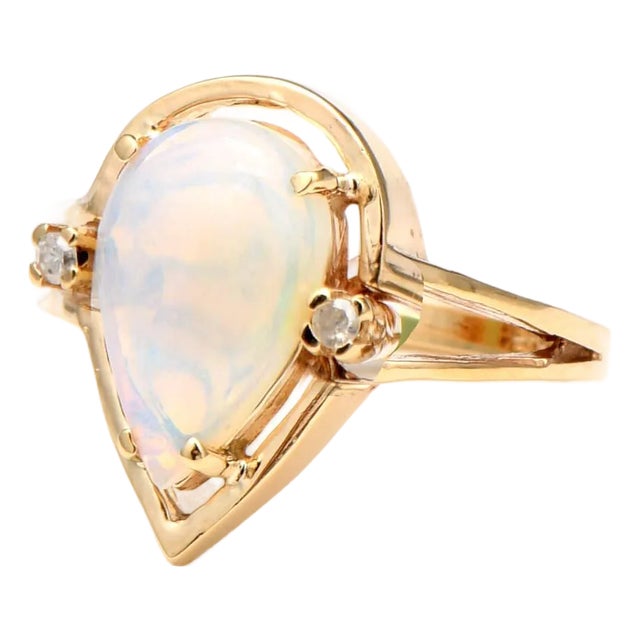 14KY Crystal Opal & Diamond Accent Ring, size 5.25 For Sale