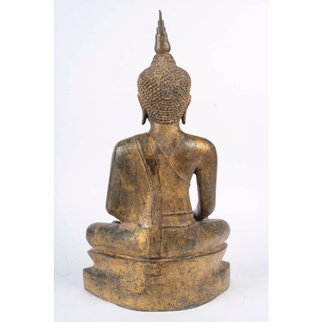 Metal Seated Buddha, 18th Century-19th Century, Bronze with Traces of Gilding For Sale - Image 7 of 8
