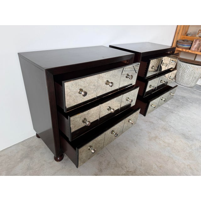 Tommy Bahama Royal Kahala Starlight Mirrored Three-Drawer Nightstands – A Pair For Sale - Image 12 of 18