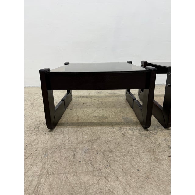 Wood Percival Lafer Mp-97 Rosewood and Smoked Glass Side Tables, 1970s - A Pair For Sale - Image 7 of 17