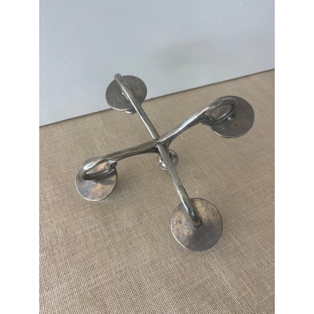Vintage La Bottega Del Peltro Classical Italian Pewter 4-Arm Candelabra For Sale - Image 10 of 12