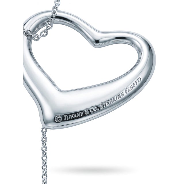 Metal Vintage Elsa Peretti for Tiffany & Co. Open Heart Pendant Necklace 32" Sterling For Sale - Image 7 of 7