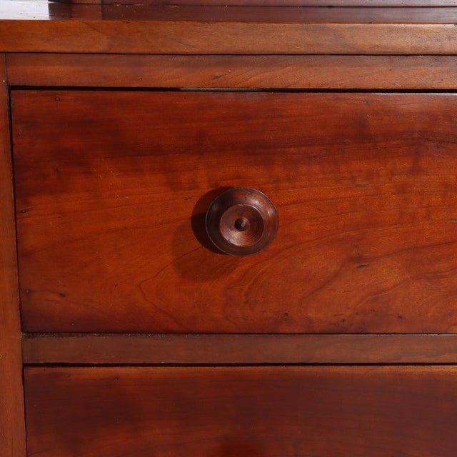Wood Antique Shaker School Cherry 5-Drawer Chest With Mirror C1890 For Sale - Image 7 of 10
