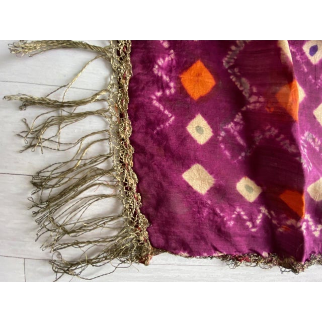 Early 20th Century Antique Burnt Orange and Purple Silk Textile For Sale - Image 5 of 18