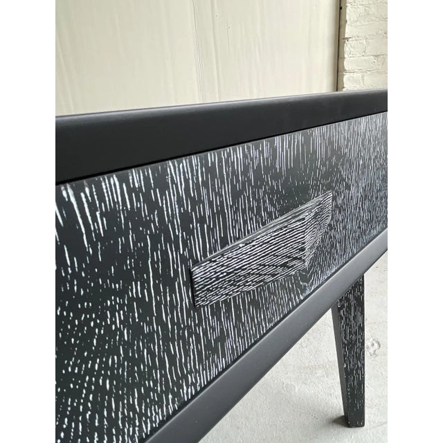 1970s 1970s Modern Black Cerused End Table For Sale - Image 5 of 9