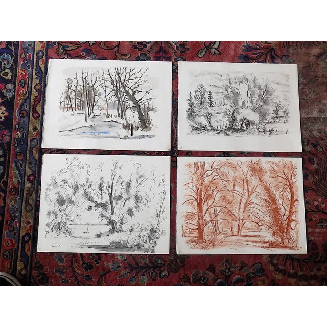 Black Vintage Mid 20th C. Ltd. Ed.Andre Dignimont Landscape Lithographs - Set of 4 For Sale - Image 8 of 8