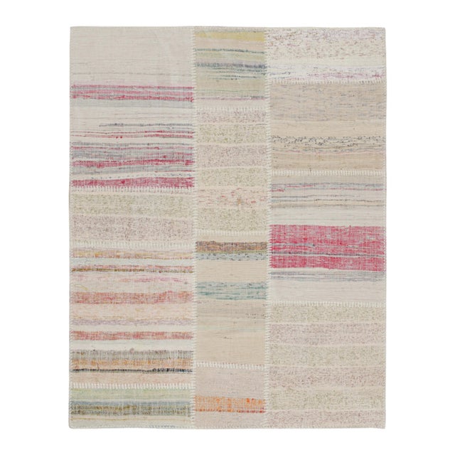 White Rug & Kilim’s Patchwork Kilim Rug in Polychromatic Stripes For Sale - Image 8 of 8