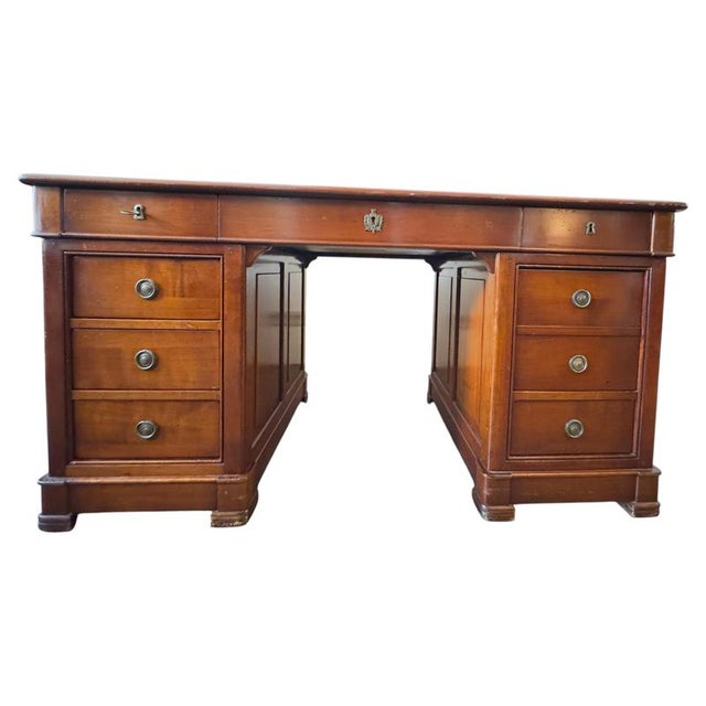 Antique English Victorian Partners Desk with Dual Functionality, 1880 For Sale - Image 9 of 17