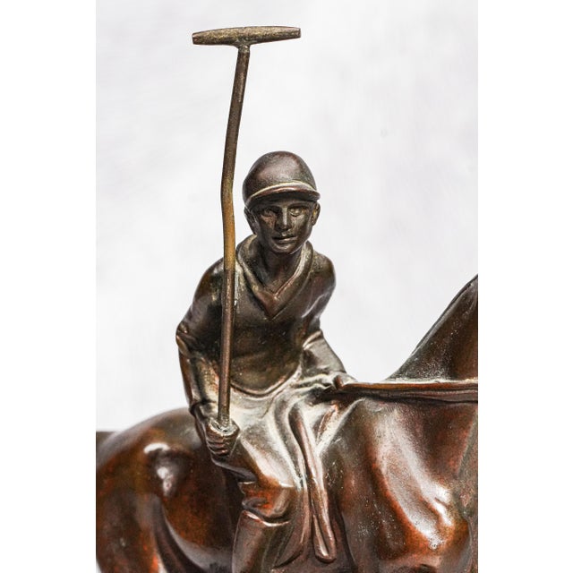 Antique Austrian Bronze Horse Polo Player Statue Sculpture Catchall Equestrian Desk Jewelry Dresser Home Decor For Sale - Image 4 of 17