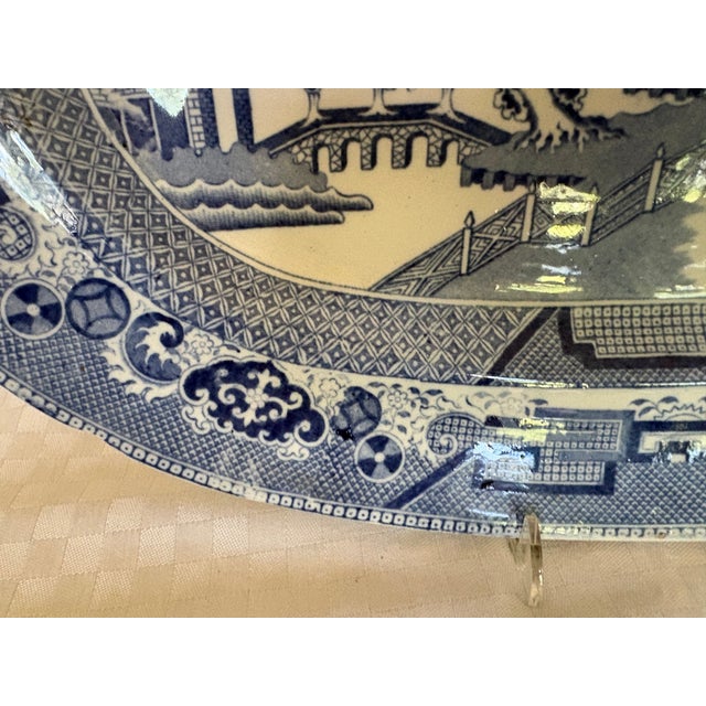 Sky Blue Late 19th Century English Transfer Ware Platter For Sale - Image 8 of 12