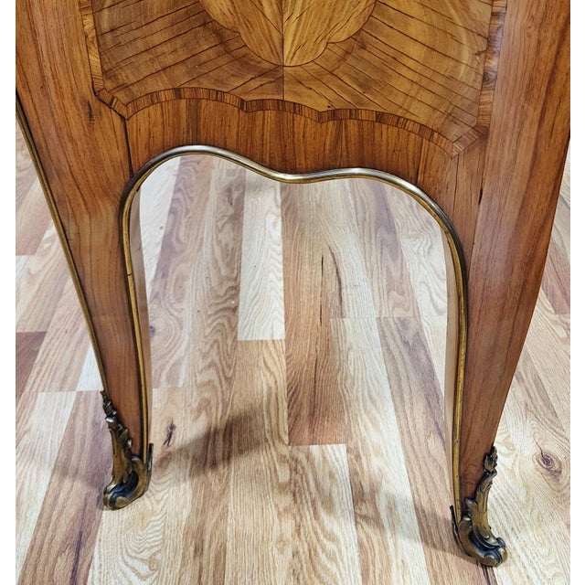 19th CFrench Kings & Tulip Wood Inlaid Two Door Buffet Server Bar Commode For Sale - Image 15 of 17