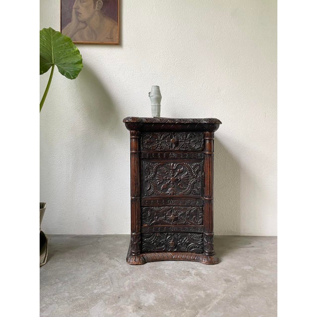 Antique Carved Blackened Pine Chest of Drawers For Sale - Image 9 of 18
