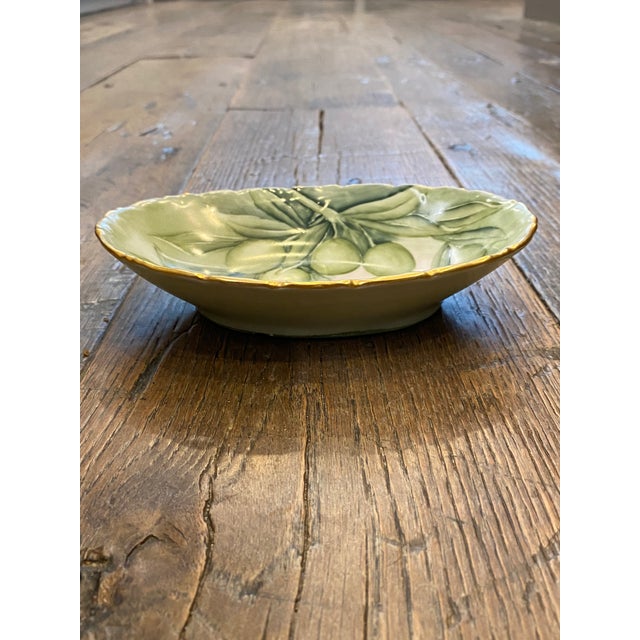Early 19th Century Early 19th Century French Limoges Hand-Painted Olive Serving Dish or Platter For Sale - Image 5 of 7