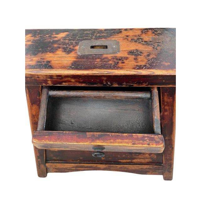Vintage Wood Chinese Barber's Bench With Drawers and Coin Slot For Sale In San Francisco - Image 6 of 9