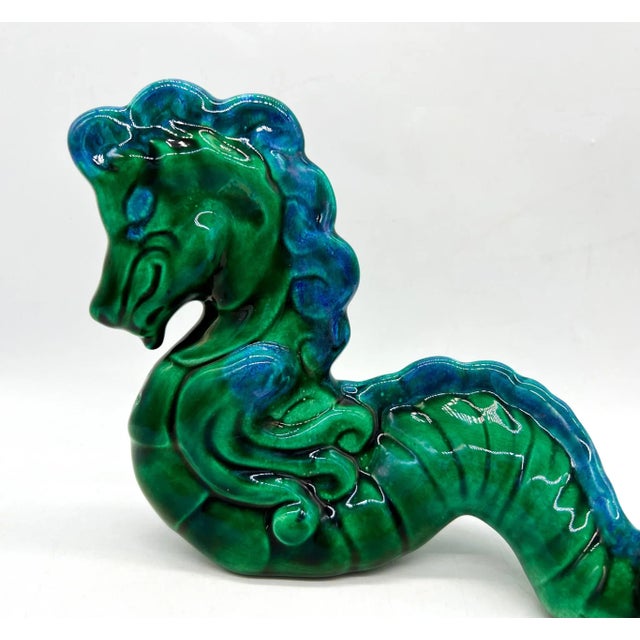 Mid-Century Modern Green and Blue Ceramic Dragon Figure For Sale In Houston - Image 6 of 12