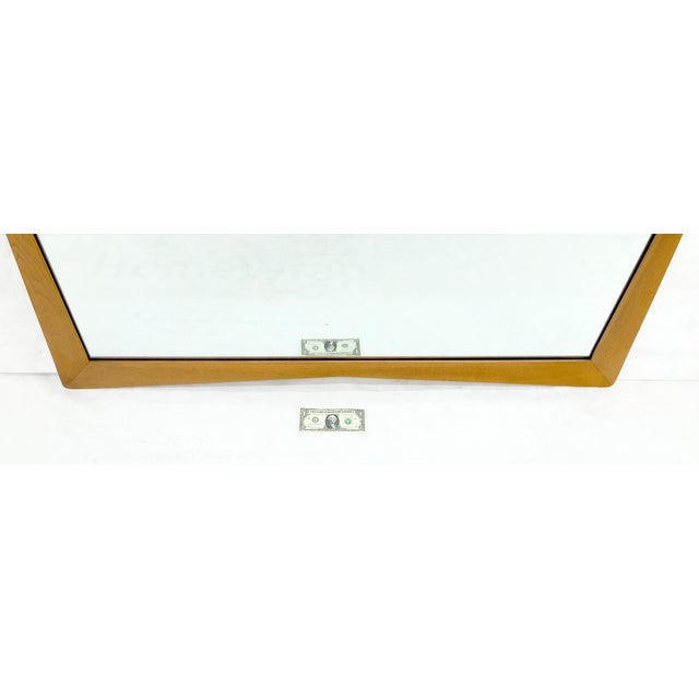 Large MCM 51" Wide Light Walnut Bow Tie Rectangle 3D Frame Wall Mirror MINT! For Sale - Image 9 of 10