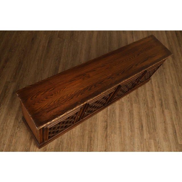 Jamestown Lounge Co. Colonnade Collection Vintage Sculpted Oak Long Credenza For Sale - Image 15 of 18