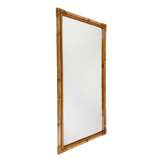 Large Italian Rectangular Bamboo and Rattan Mirror, 1970s For Sale