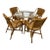 Vintage French Style Bistro Bamboo and Rattan Dining Set Round Glass Top Table and Four Armchairs 5 Pieces For Sale