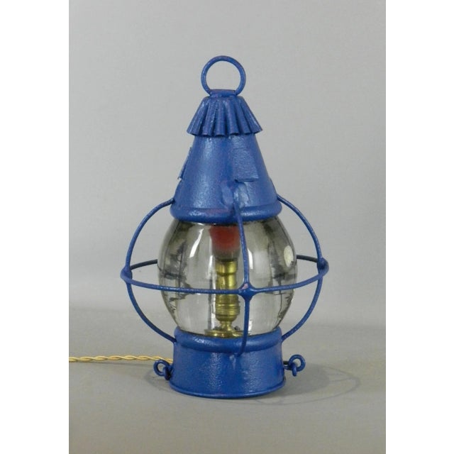 Blue Antique Globe Ship's Lantern For Sale - Image 8 of 11