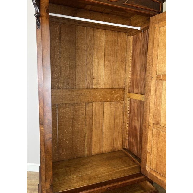 Antique French Carved Burr Walnut and Mirrored Wardrobe For Sale - Image 16 of 18