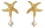 Ocean Spirit Starfish Pearl Gold Earrings, A Pair For Sale