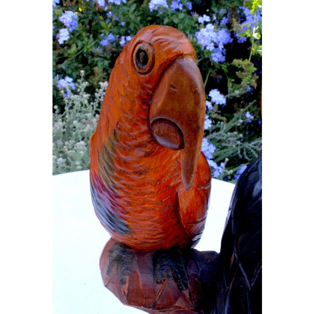 Hand-Carved Hardwood Macaw Parrot Sculpture Vintage 1970s - Peruvian For Sale - Image 13 of 14