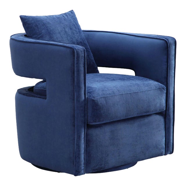 Kennedy Navy Velvet Swivel Chair For Sale