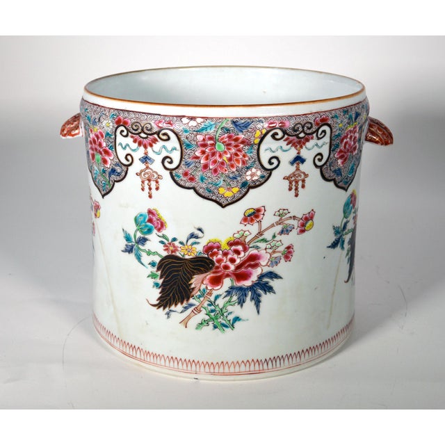 Chinese Export Famille Rose Porcelain Cachepot or Wine Cooler, Large Size, Circa 1750–1760 Qianlong Period, Circa...