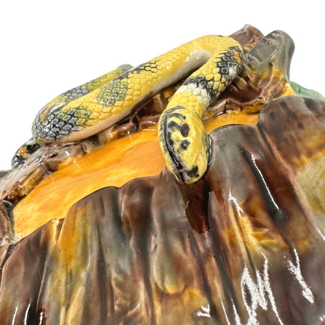 A Thomas Sergent Palissy Ware Majolica Wall Pocket With Snake, French, Ca. 1875 For Sale - Image 6 of 11