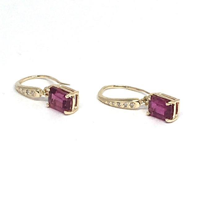 Diamond Rubellite Tourmaline Earrings 14k Gold 2.05 Tcw Certified For Sale - Image 11 of 12