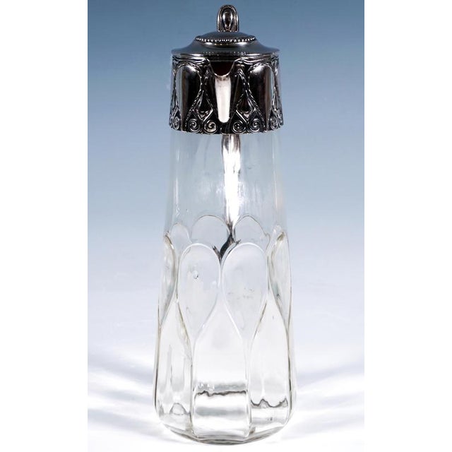 Art Nouveau Carafe Cut Glass Decanter with Silver Mount from Koch & Bergfeld, 1890s For Sale - Image 4 of 9