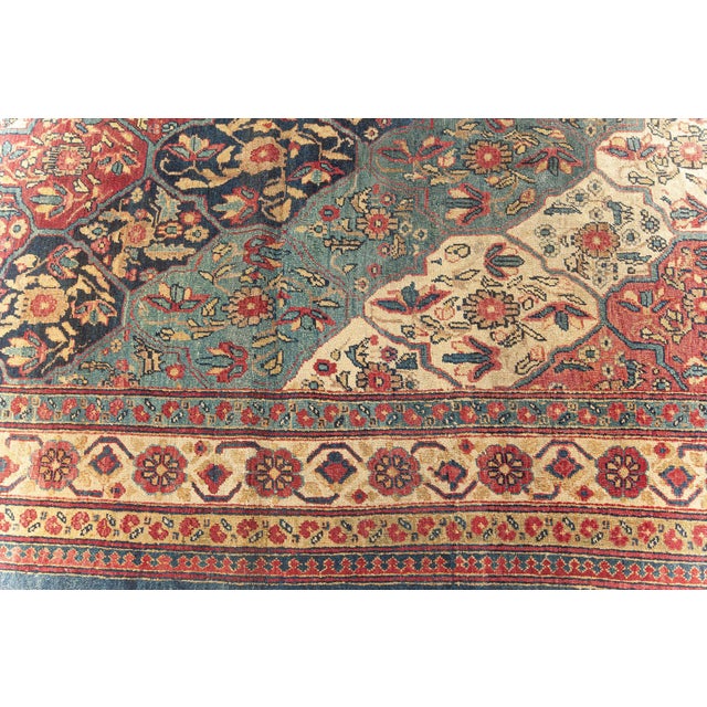 19th Century Kirman Bold Red, Dark and Light Blue Handwoven Wool Rug For Sale - Image 9 of 9
